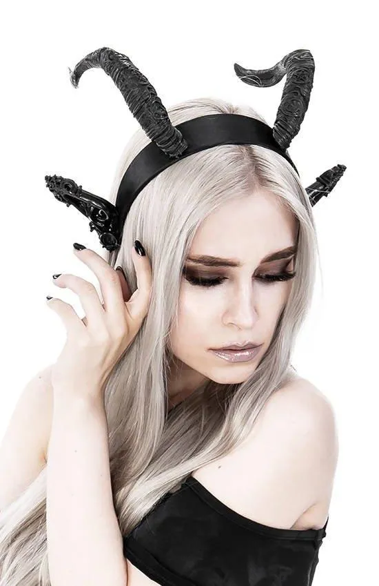 Restyle - DARK ELF HORNS - Gothic Headpiece, Black Headband, Satan Horns