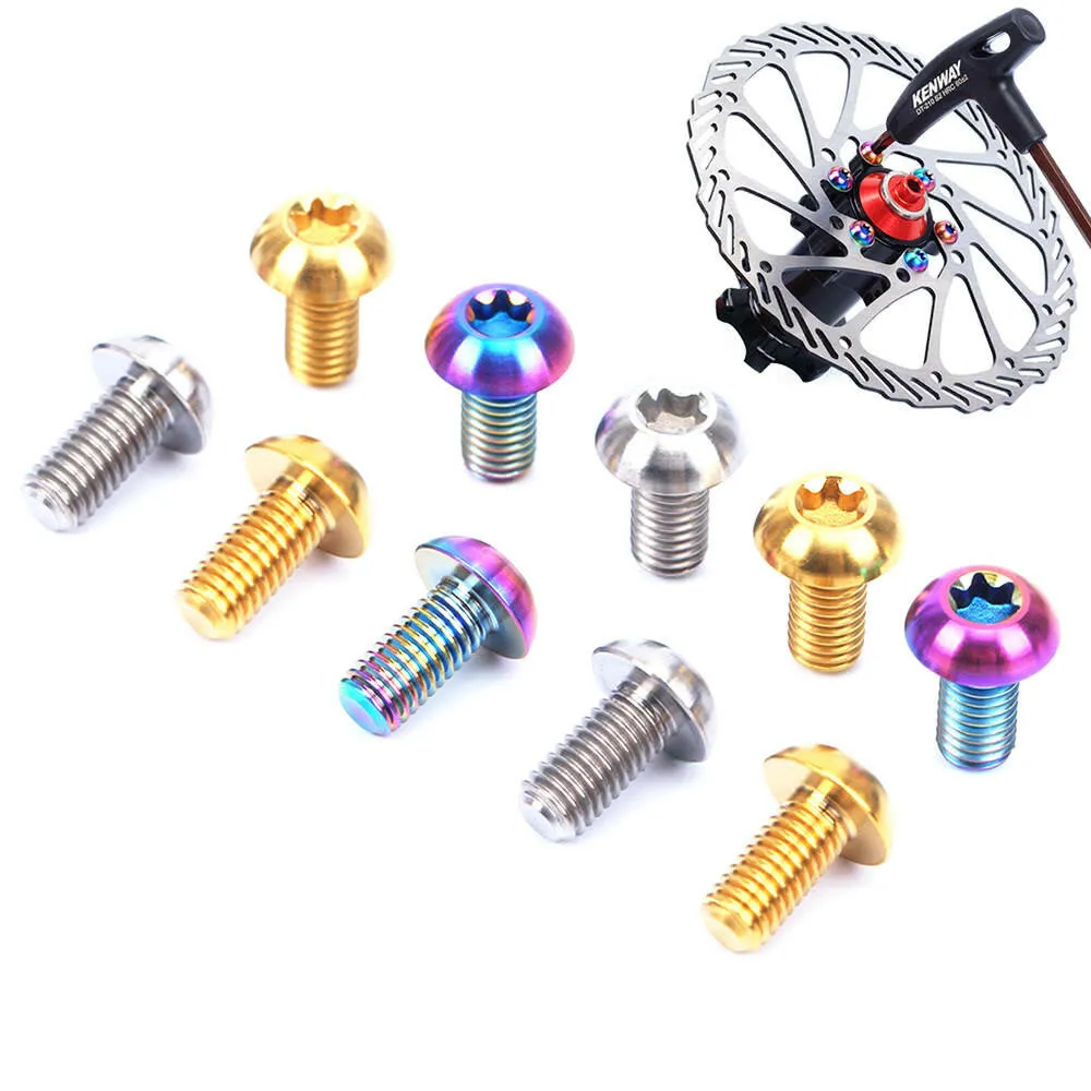 RISK 12PCS M5¡_10mm Disc Disk Brake Rotor Bolts T25 Torx Titanium TI MTB Bicycle Bottle Holder Bolt Bike Water Bottle Cage Screw