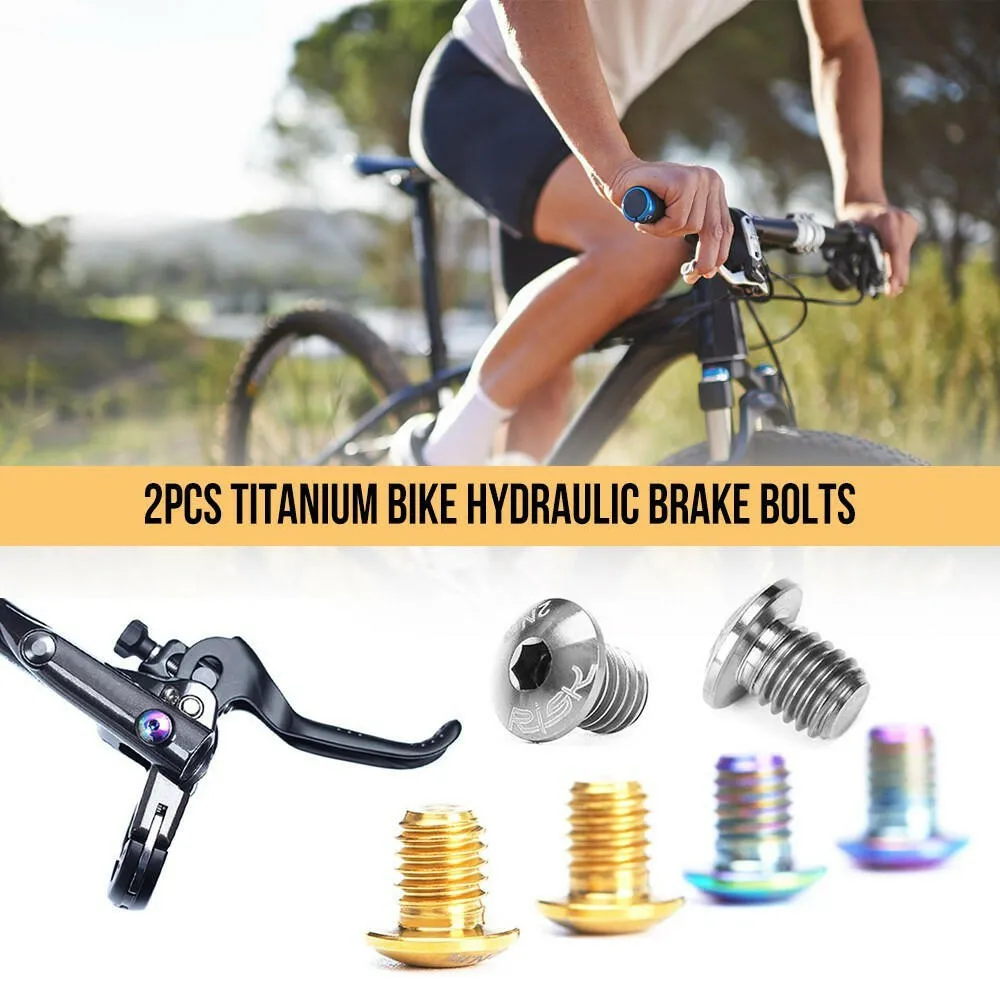 RISK 2PCS / 4PCS TC4 Titanium Bike Hydraulic Brake Cylinder Bolts Bicycle Brake Cylinder Screw