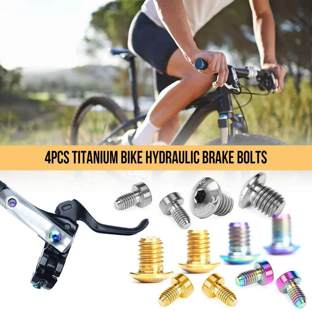 RISK 4PCS TC4 Titanium Bike Hydraulic Brake Cylinder Bolts Bicycle Brake Cylinder Screw