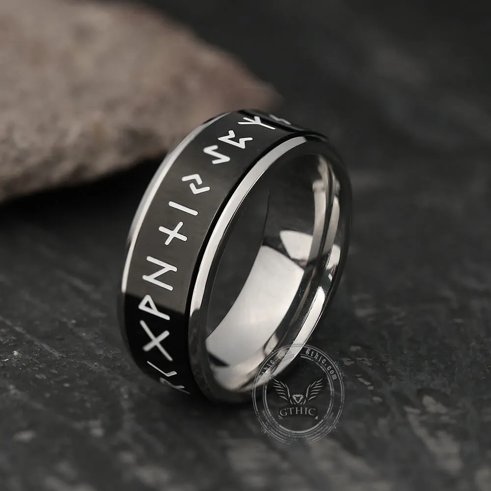 Runes Stainless Steel Spinner Ring