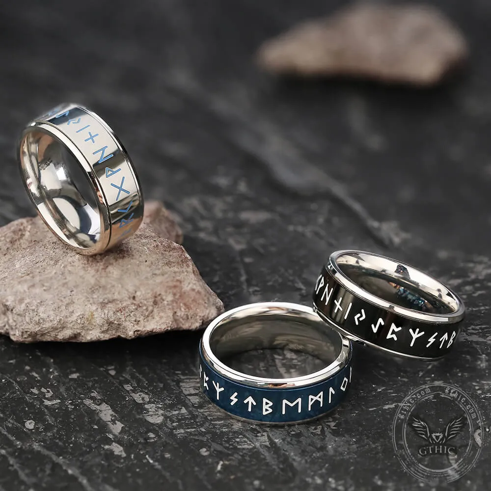 Runes Stainless Steel Spinner Ring