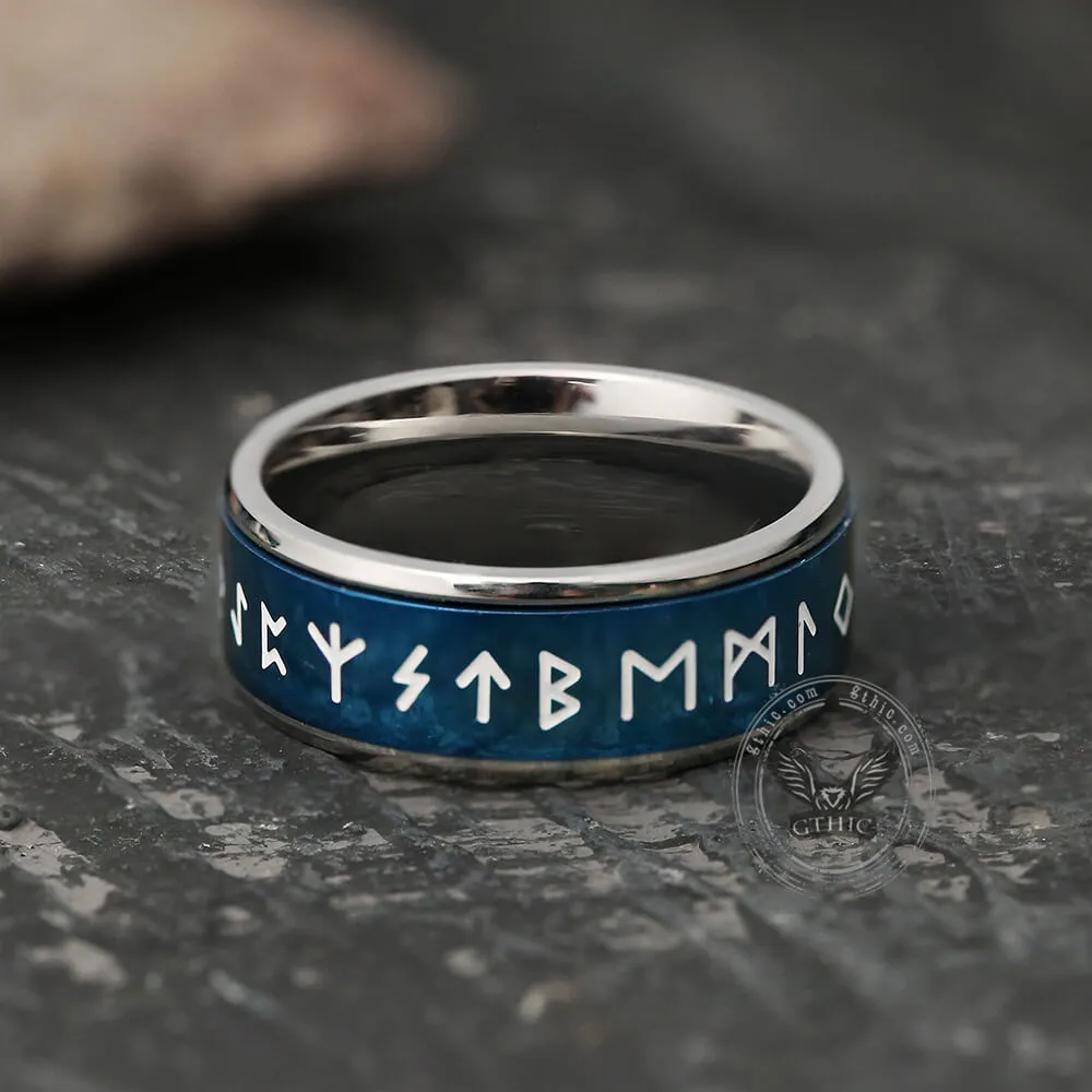 Runes Stainless Steel Spinner Ring