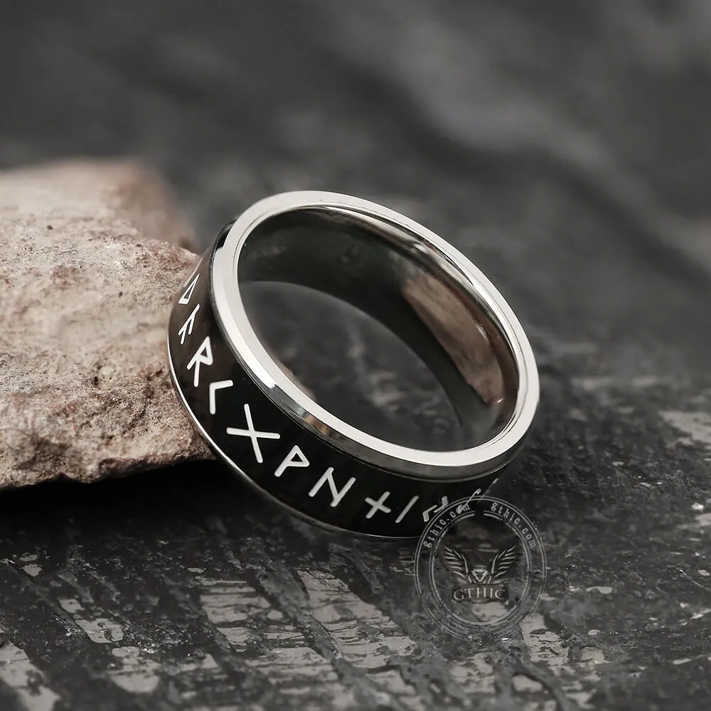 Runes Stainless Steel Spinner Ring