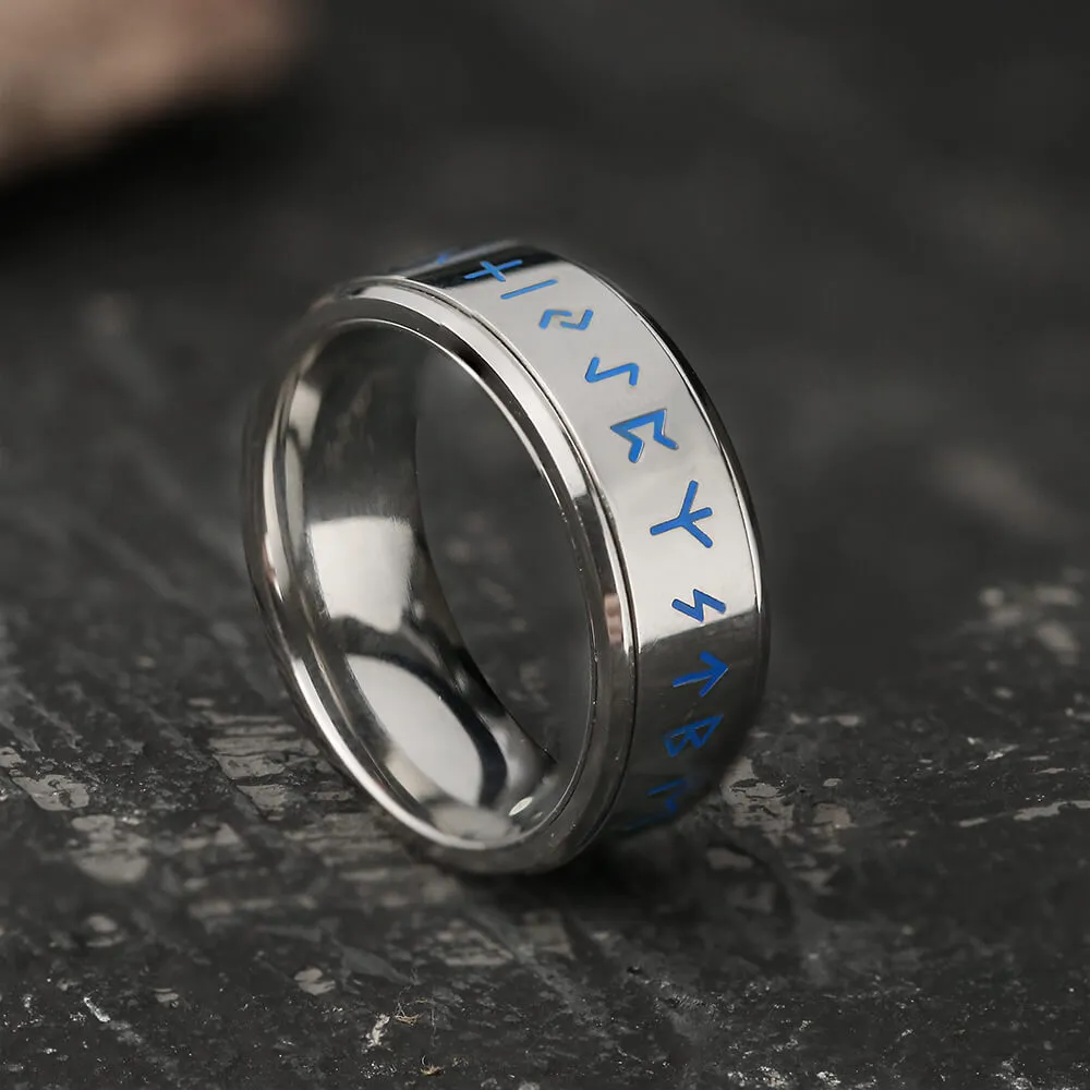 Runes Stainless Steel Spinner Ring