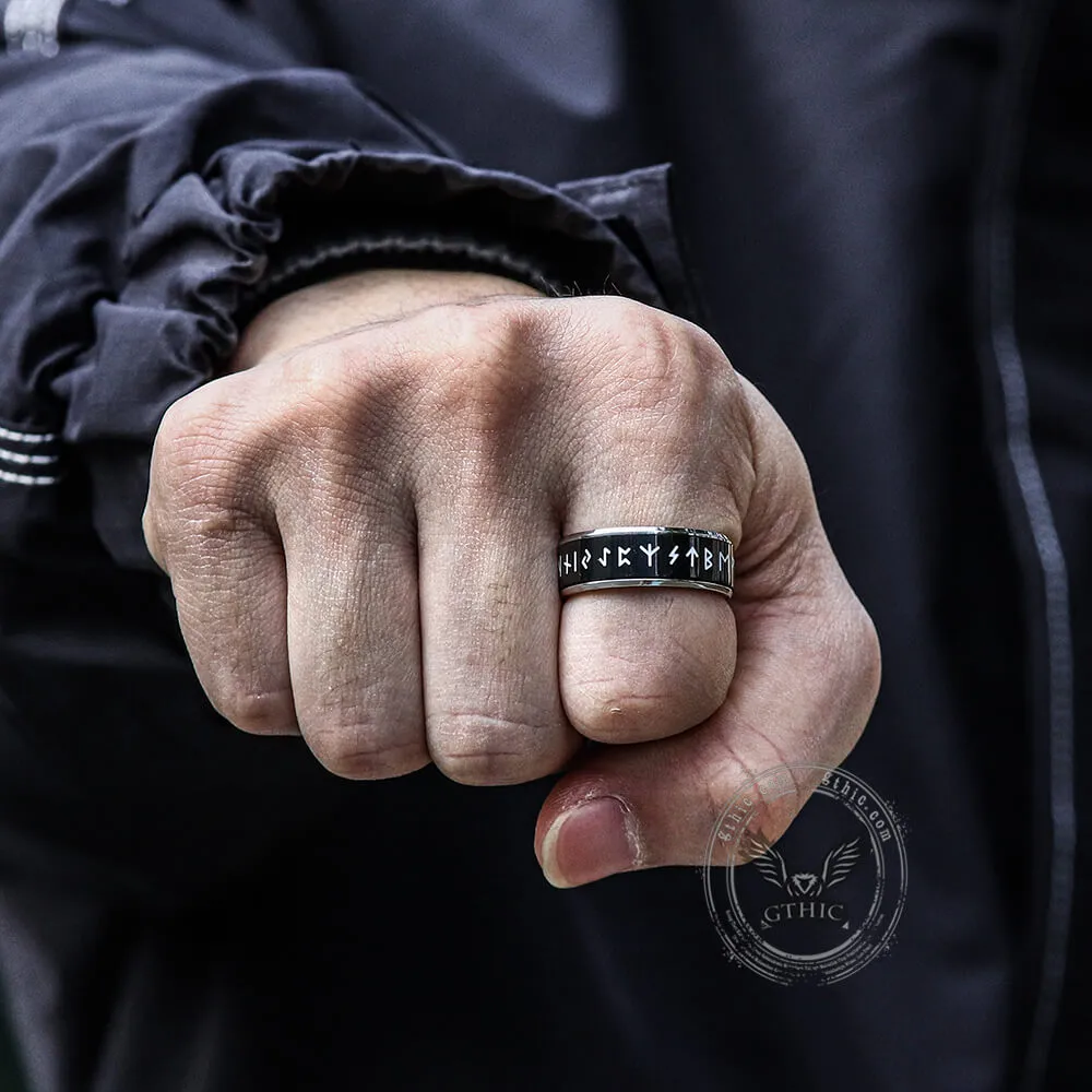 Runes Stainless Steel Spinner Ring