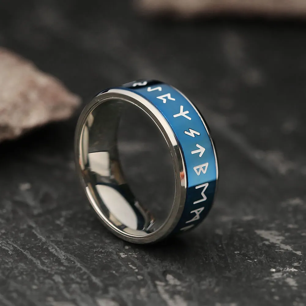 Runes Stainless Steel Spinner Ring