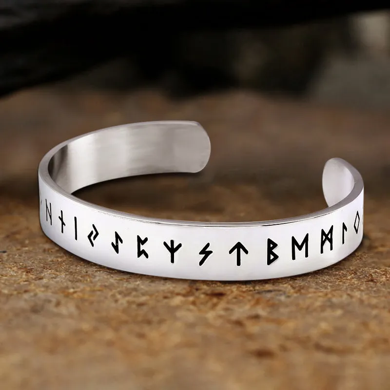 Runes Stainless Steel Viking Cuff Bracelet