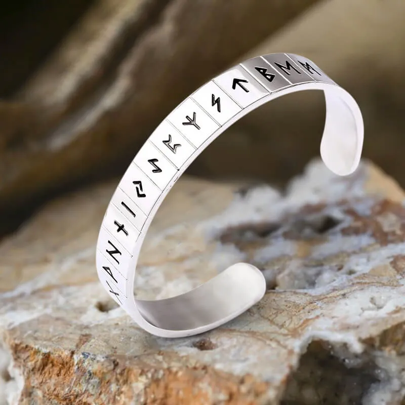 Runes Stainless Steel Viking Cuff Bracelet