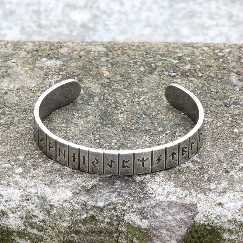 Runes Stainless Steel Viking Cuff Bracelet