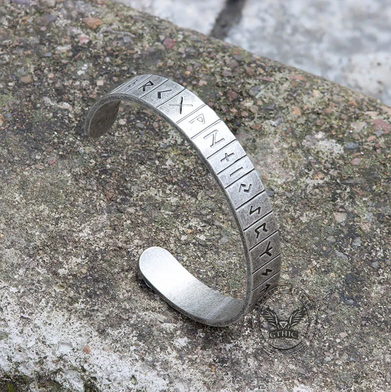 Runes Stainless Steel Viking Cuff Bracelet