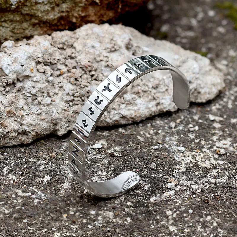 Runes Stainless Steel Viking Cuff Bracelet