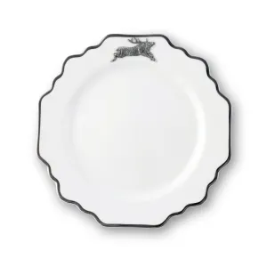 Running Elk Bone China Scallop Salad Plate Platinum Rim