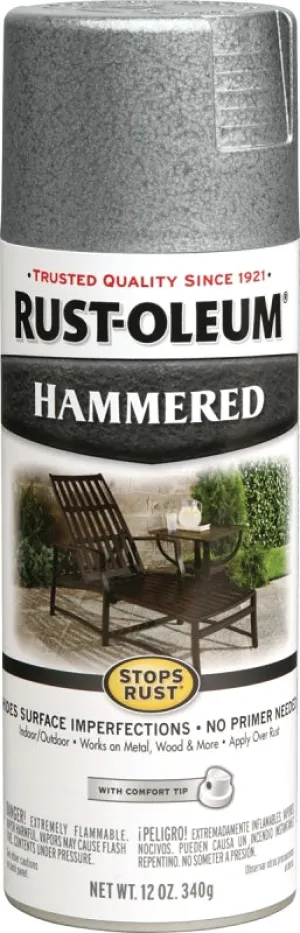 Rust-Oleum 7213830 Rust Preventative Spray Paint, Hammered, Silver, 12 oz, Can :CAN: QUANTITY: 1