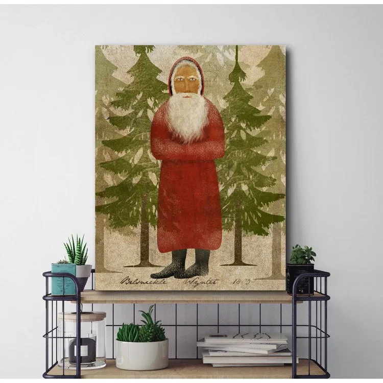 Santa In The Pines 16" x 20" Gallery-wrapped Canvas Wall Art