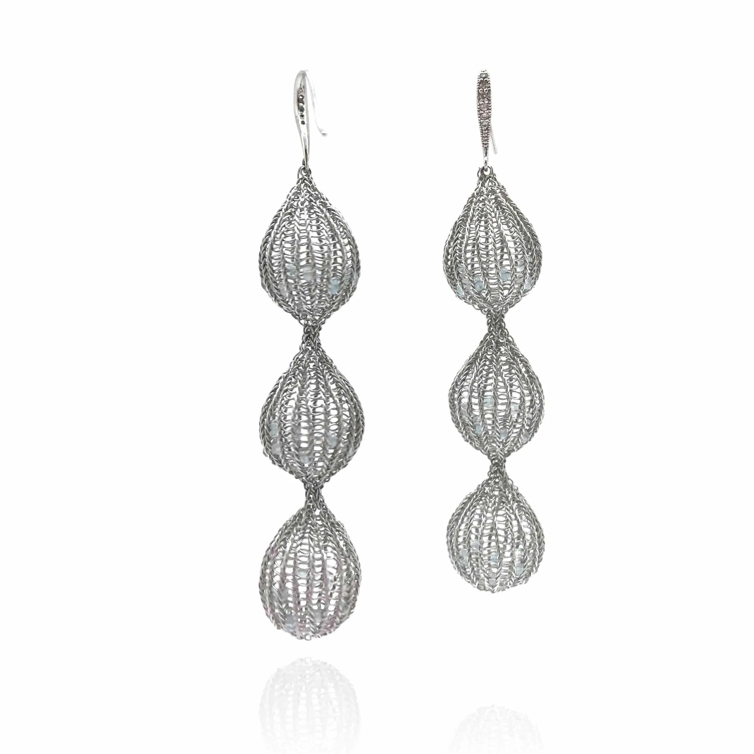 Silver Tiered Earrings - Iolite