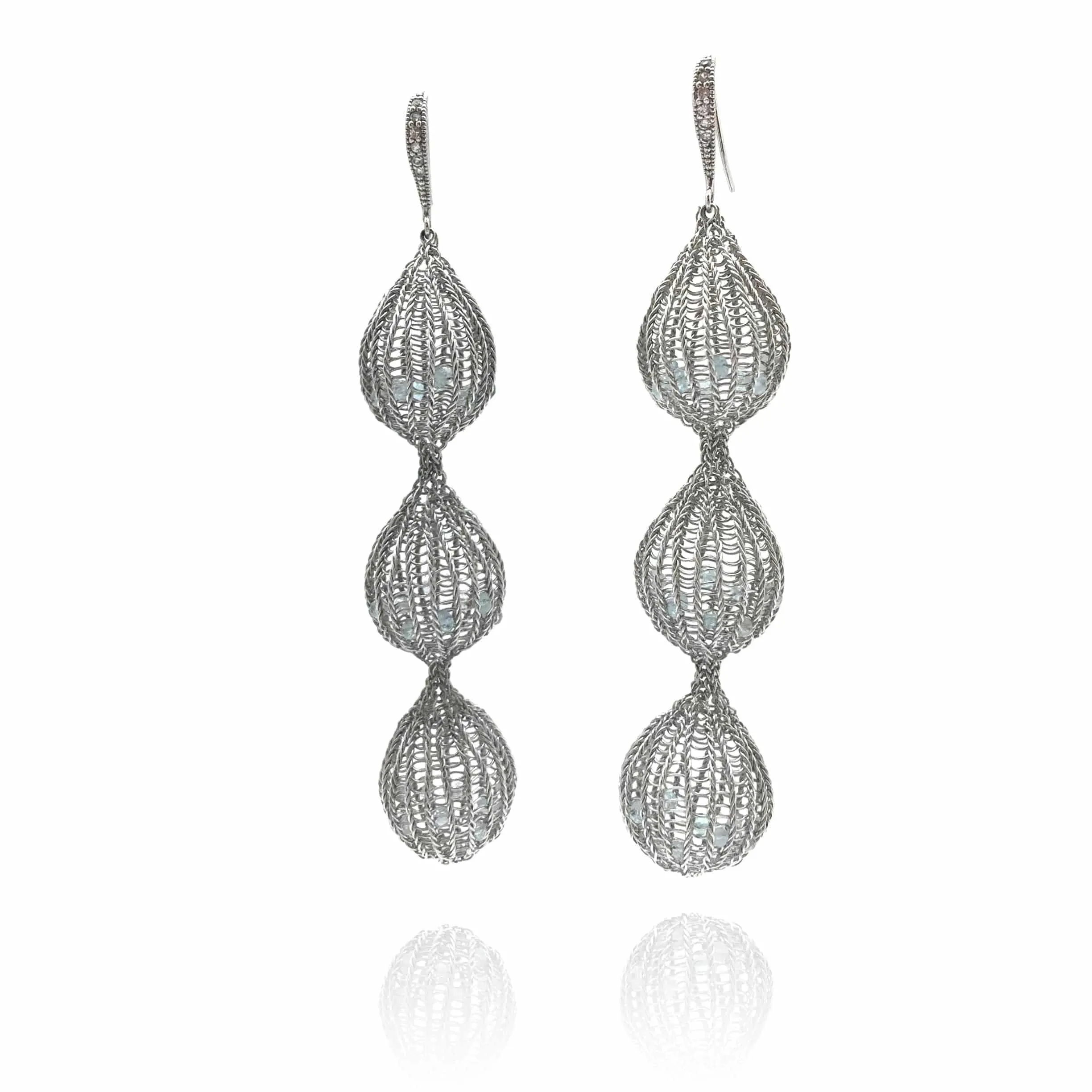 Silver Tiered Earrings - Iolite