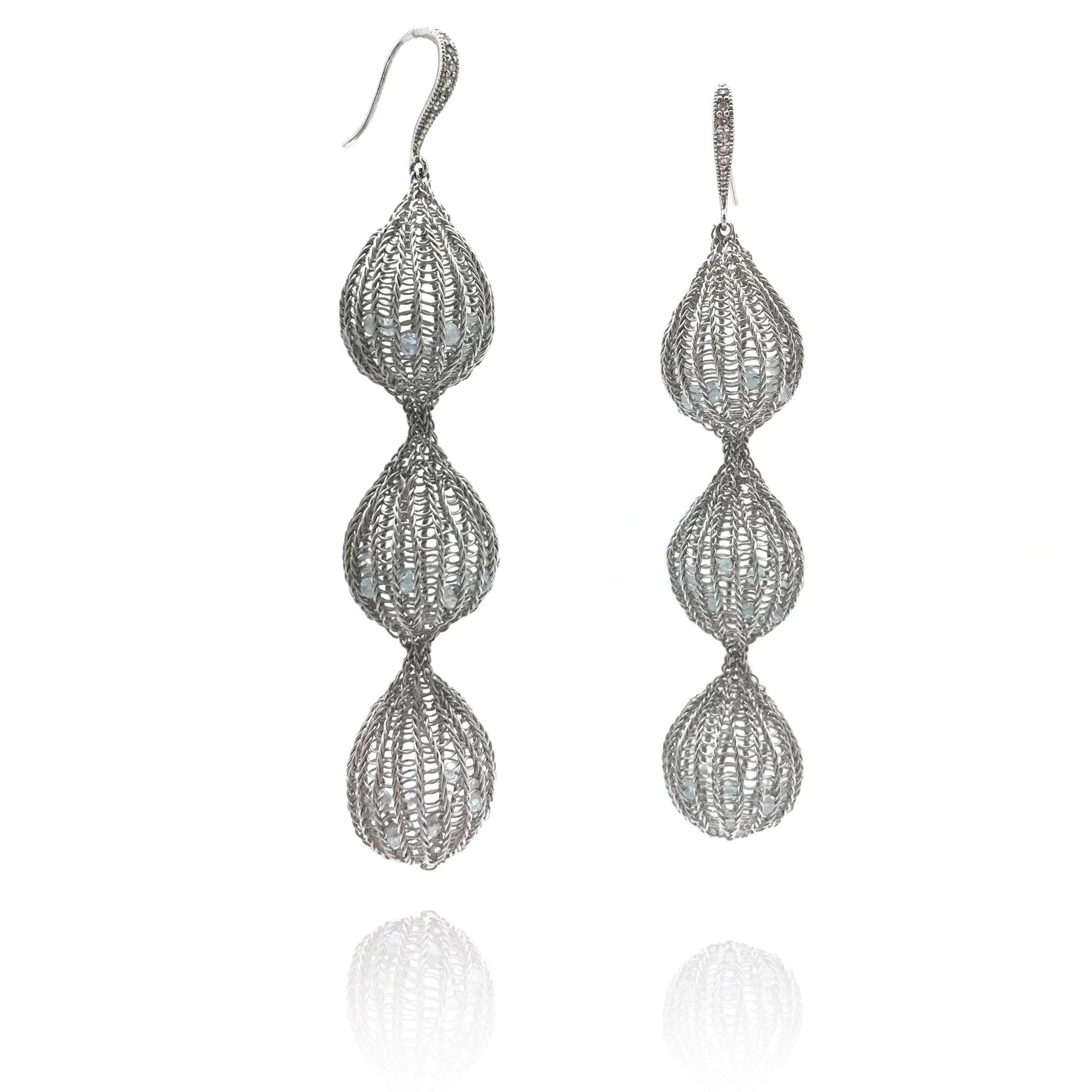 Silver Tiered Earrings - Iolite