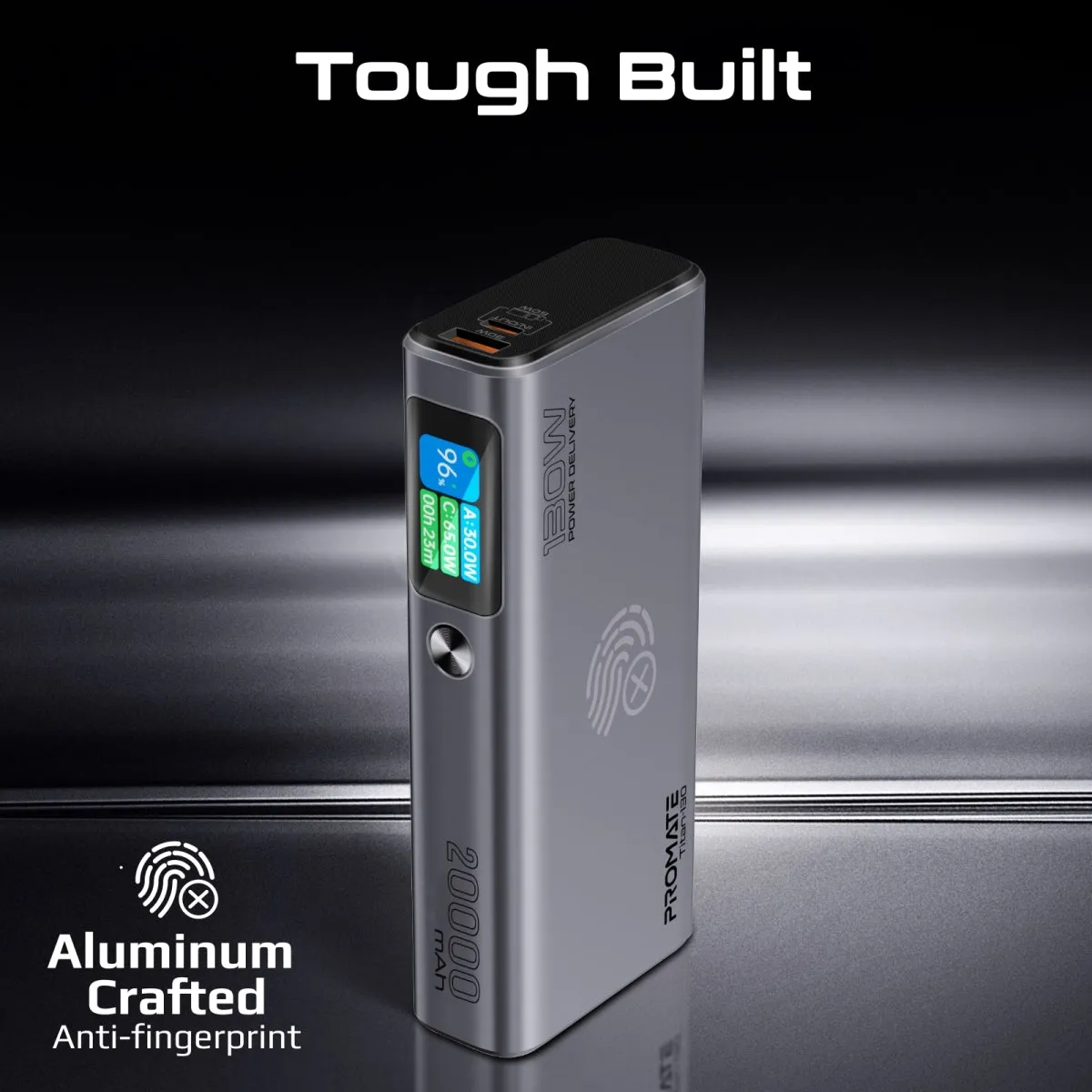 Sleek 130W Multi-Port Power Delivery Power Bank with TFT LCD Screen