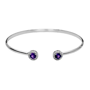 Sterling Silver African Amethyst & White Topaz "Dazzle" Cuff Bracelet