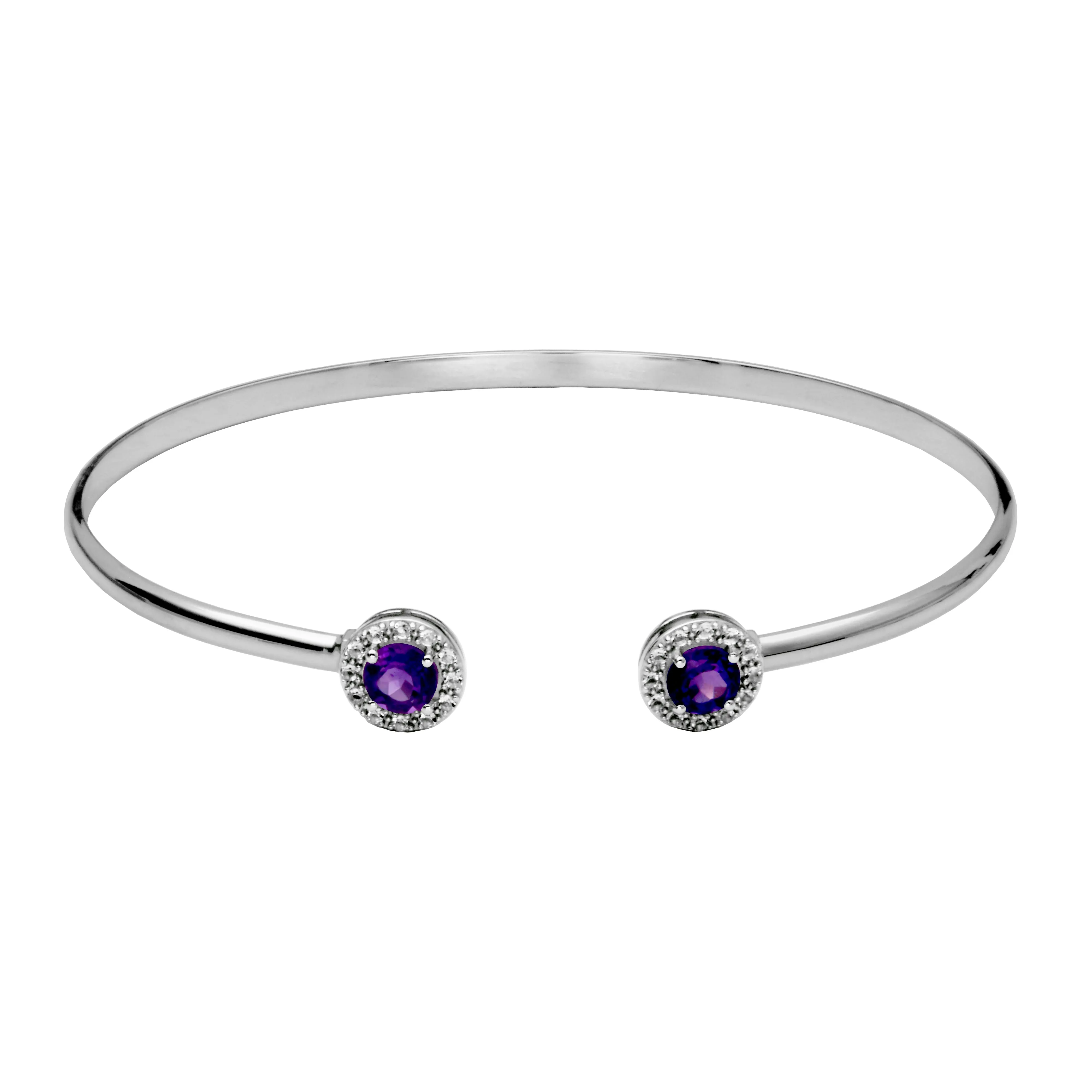 Sterling Silver African Amethyst & White Topaz "Dazzle" Cuff Bracelet