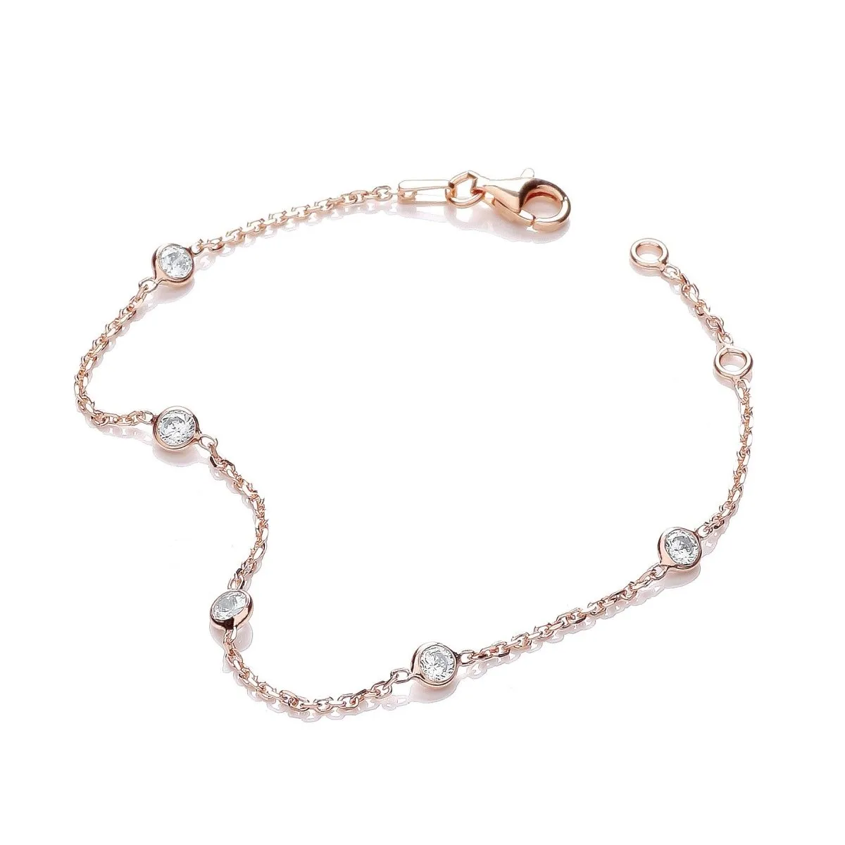 Sterling Silver & Rose Gold Vermeil Rubover CZ Bracelet