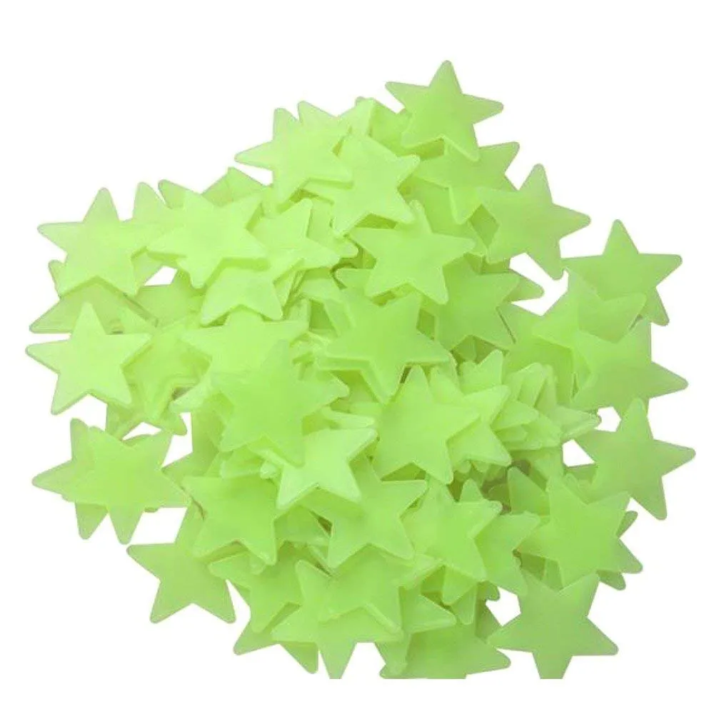 Stickonn Green Fluorescent Glow in The Dark Star Wall Sticker(Pack of 30, Size:3.8x3.8)