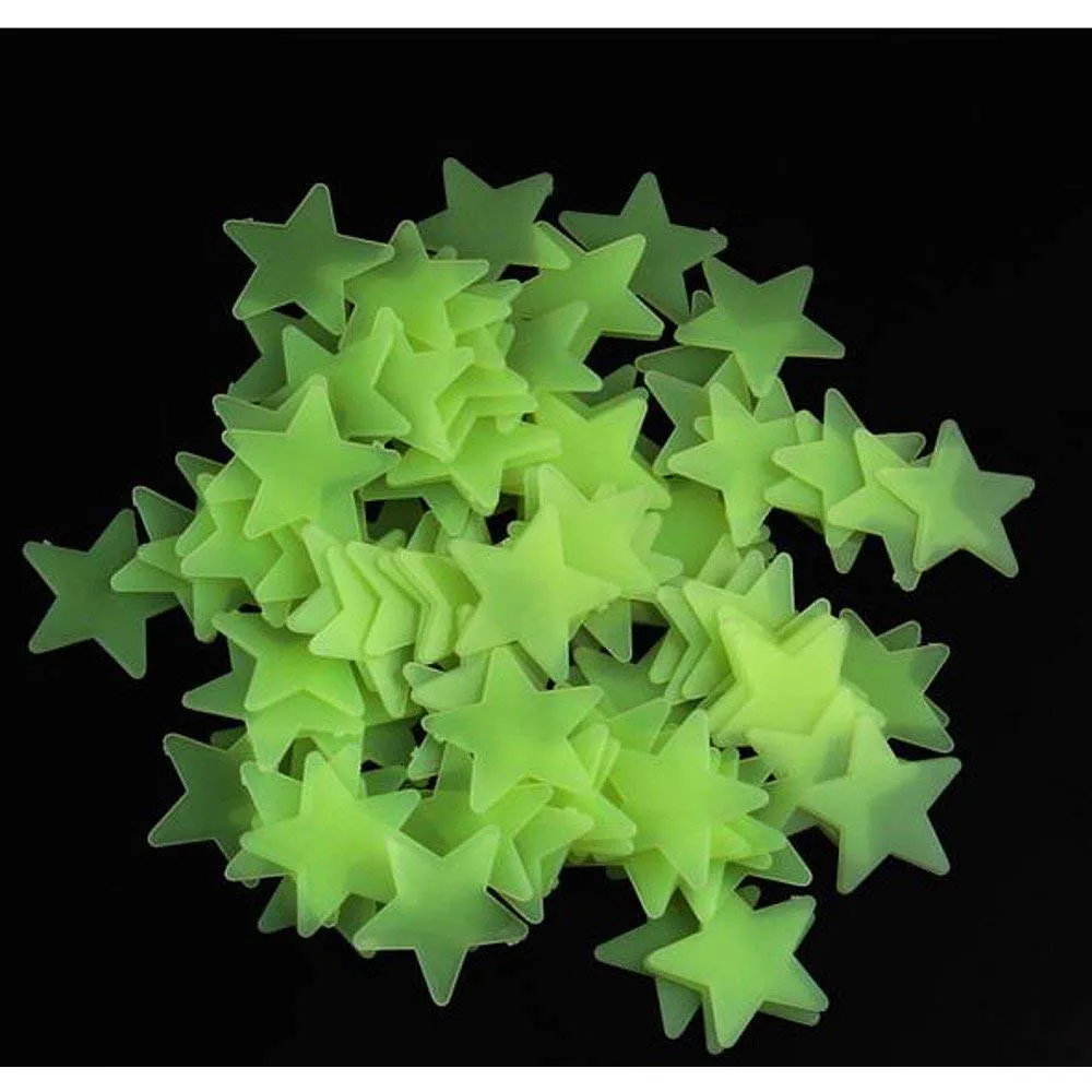 Stickonn Green Fluorescent Glow in The Dark Star Wall Sticker(Pack of 30, Size:3.8x3.8)