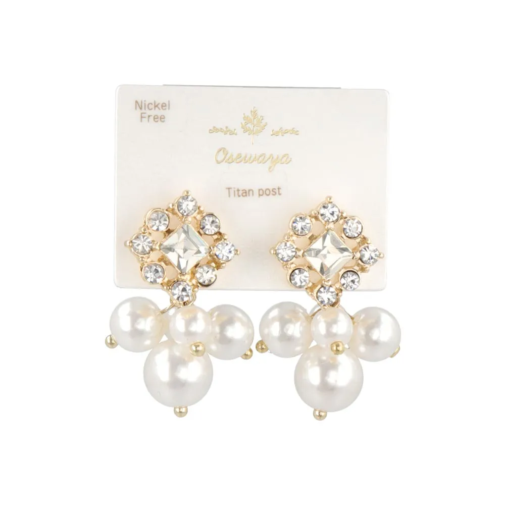 Stone and Pearl Front Back earrings