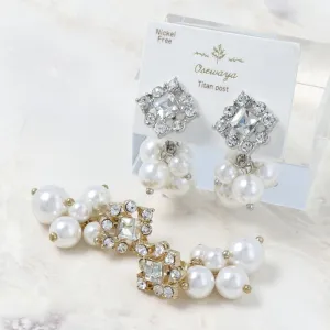 Stone and Pearl Front Back earrings