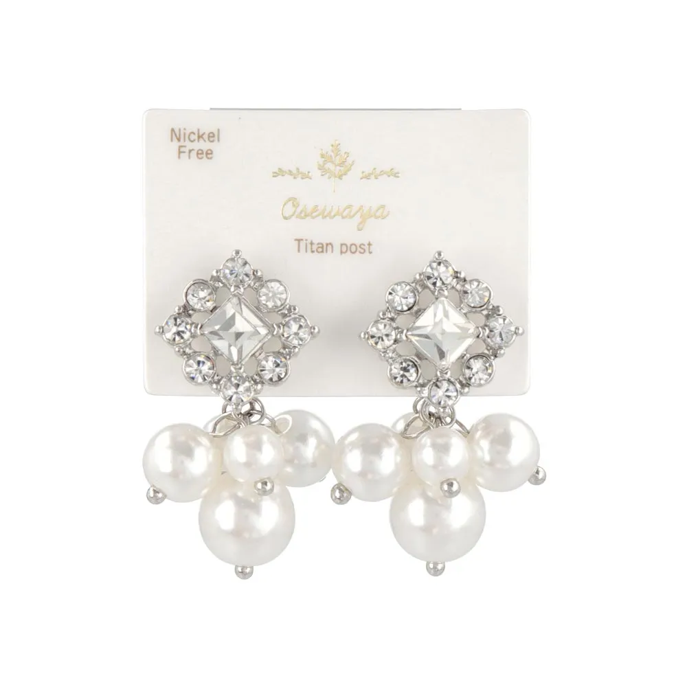 Stone and Pearl Front Back earrings