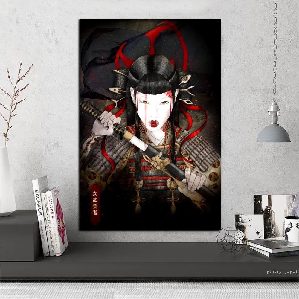 The Fearless Female Samurai Warrior (Frame Included)