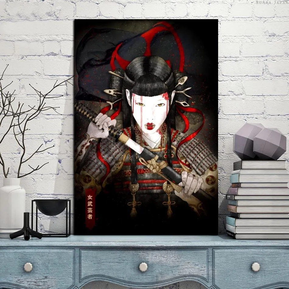 The Fearless Female Samurai Warrior (Frame Included)