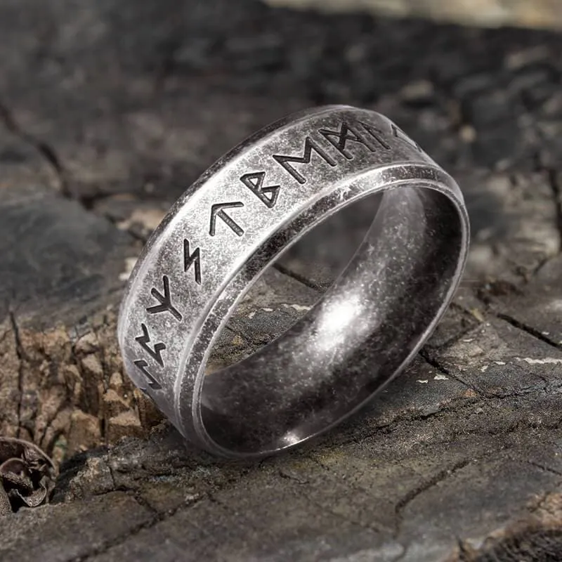 Vintage Viking Runes Stainless Steel Ring