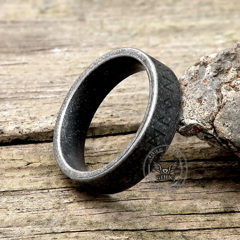 Vintage Viking Runes Stainless Steel Ring