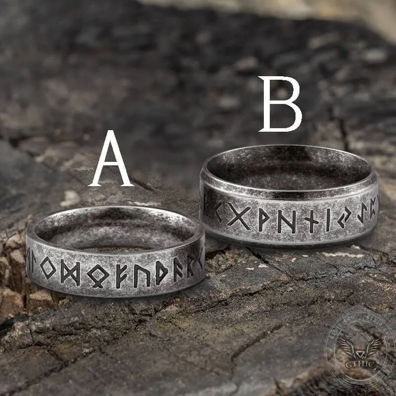 Vintage Viking Runes Stainless Steel Ring