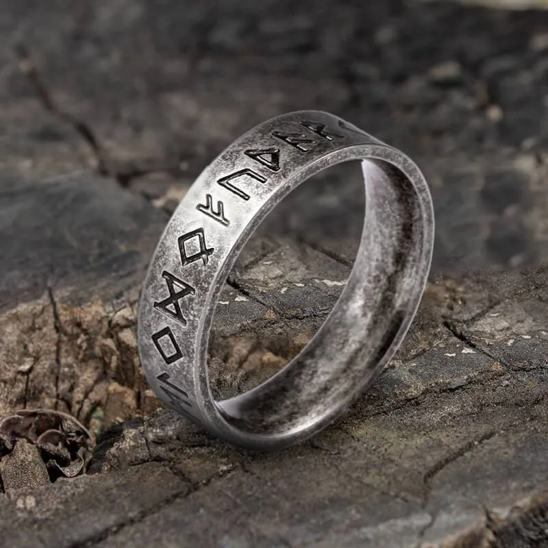 Vintage Viking Runes Stainless Steel Ring