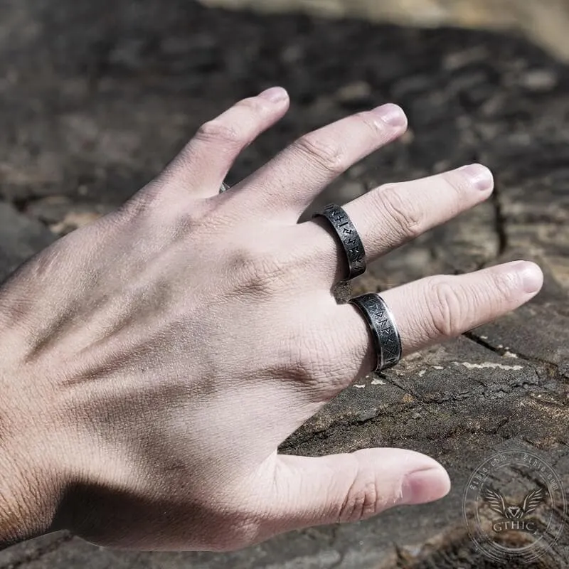 Vintage Viking Runes Stainless Steel Ring