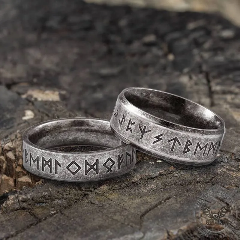 Vintage Viking Runes Stainless Steel Ring