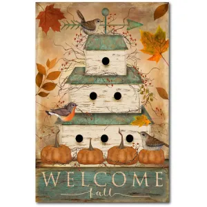 Welcome Fall Birdhouse 12" x 18" Gallery-Wrapped Canvas Wall Art