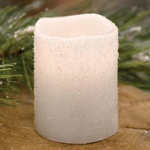 White Frosty Timer Votive, 2" x 2.5"