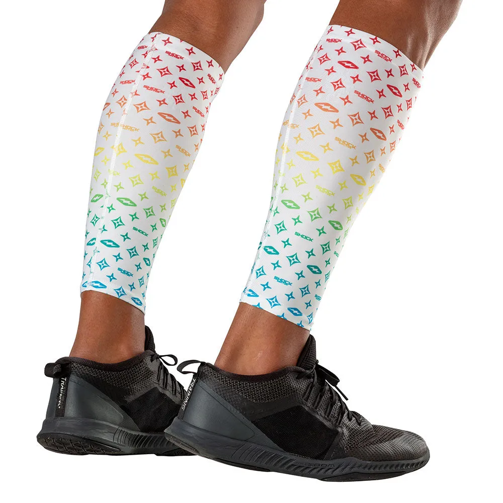 White/Multi Color Lux Showtime Compression Calf Sleeves