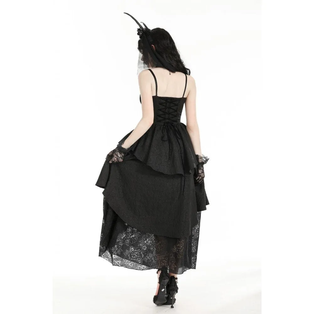 Women's Gothic  Rose Mesh Splice Horned Witchy Headwear