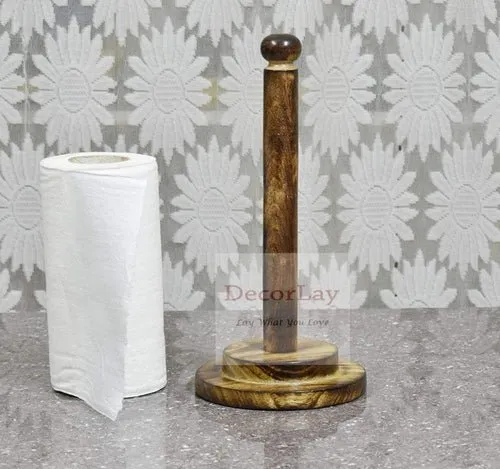 Wooden Antique Tissue Paper Holder, Napkin Roll Holder 6x6x10 Inches