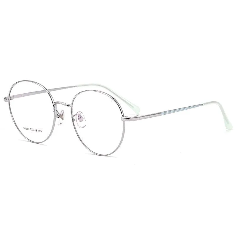 Yimaruili Unisex Full Rim Large Round Titanium Alloy Eyeglasses 80053