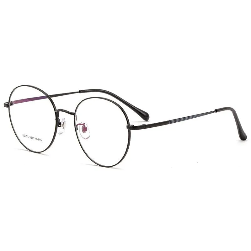 Yimaruili Unisex Full Rim Large Round Titanium Alloy Eyeglasses 80053